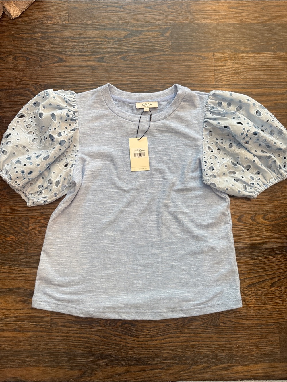 AVARA Light Blue Puff Sleeve Tee